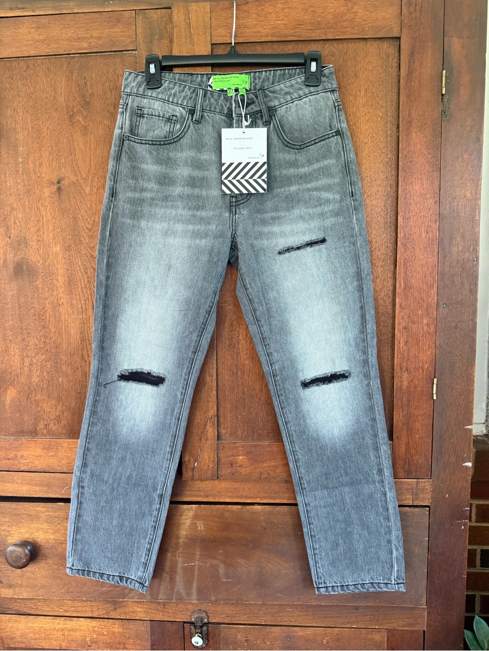 Sandrine Rose Gray Distressed High-Rise Jeans